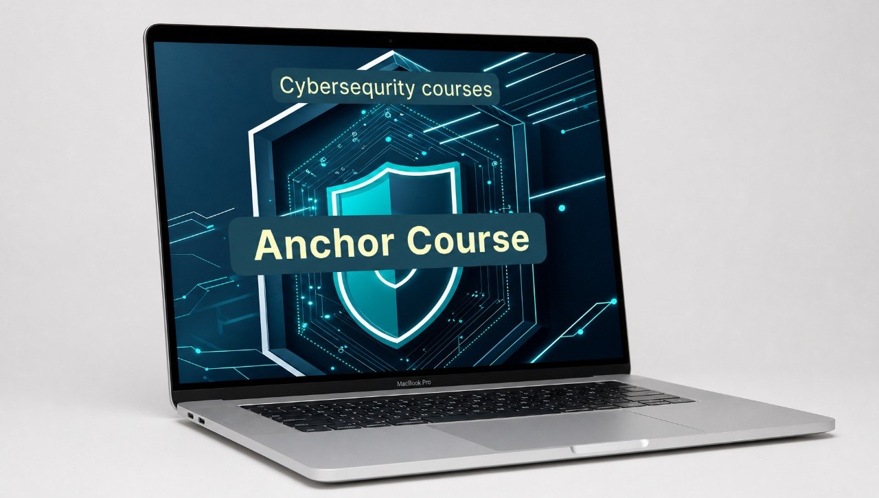 Laptop displaying "Anchor course"