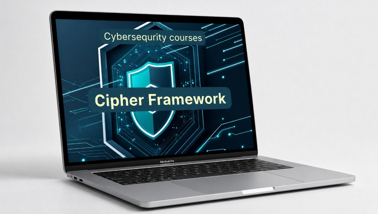 Laptop displaying "Cipher Framework"